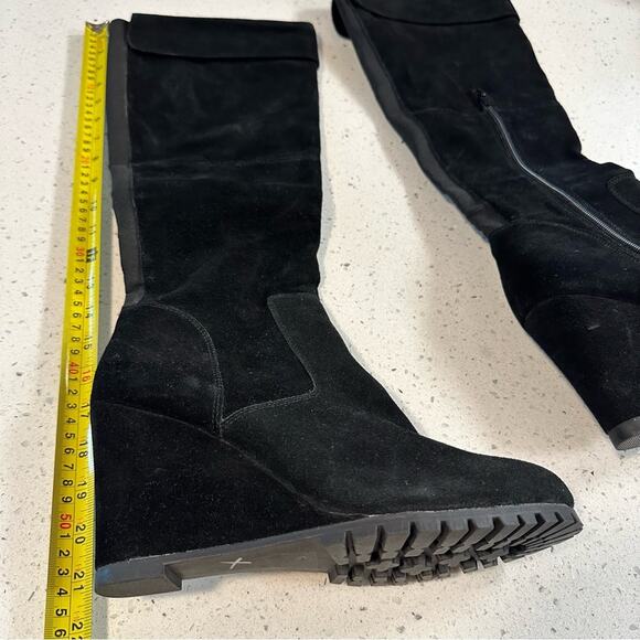 Steve Madden Willful Black Suede Wedge Knee-High Over the Knee Tall Boots 11M - Picture 6 of 13